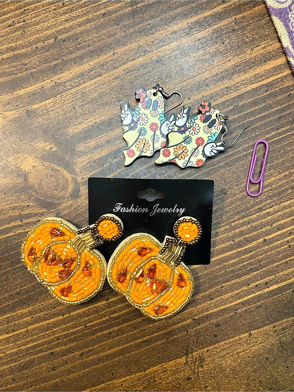 Peace ghost and Pumpkin Halloween Earrings Set Like New